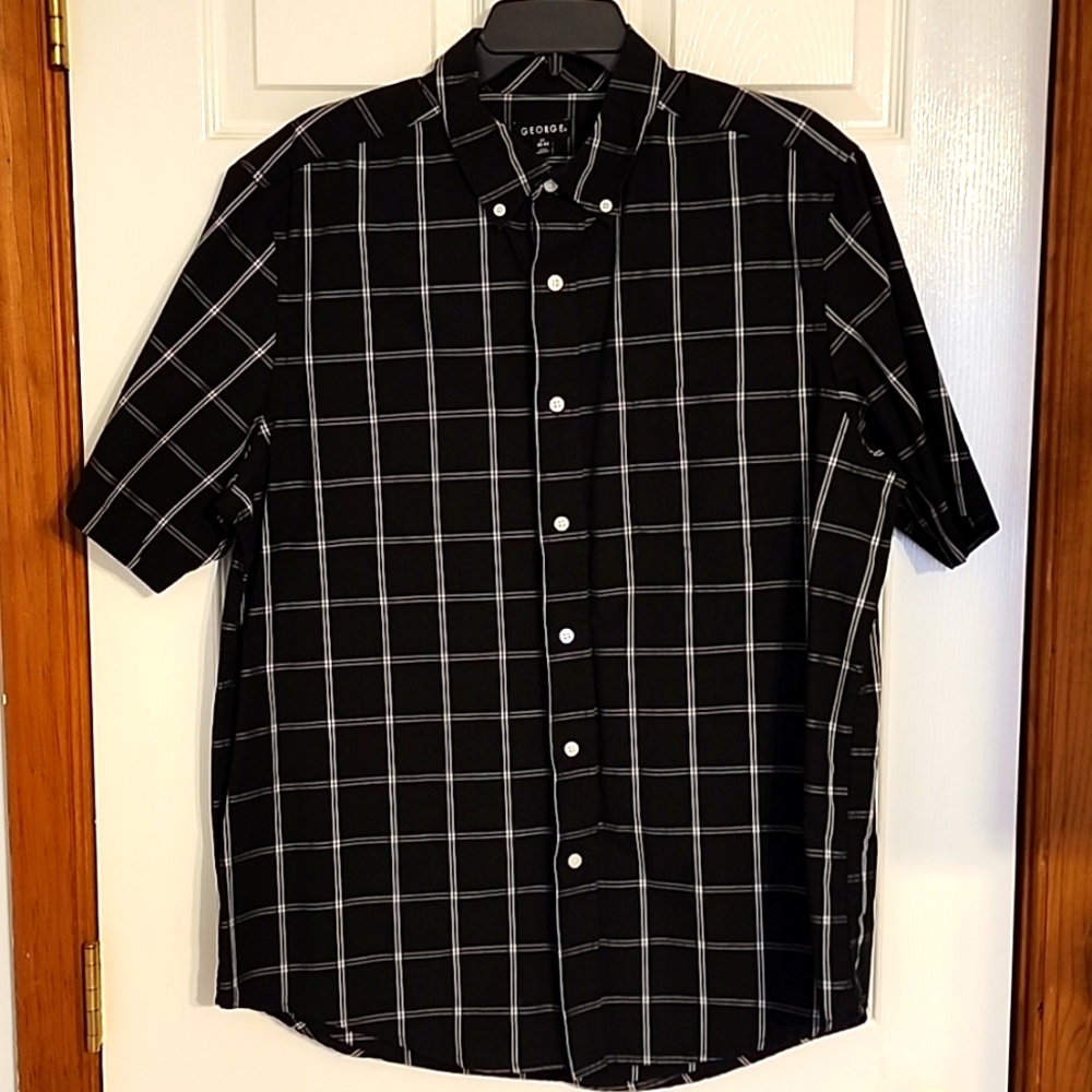 GEORGE Black/White Button Down szLG NWOT